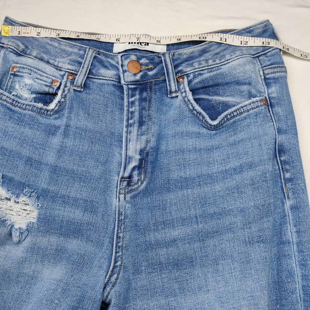 Mica High Rise Wide Leg Distressed Boho Relaxed Stretch Jeans Raw Hem Size 27 - Picture 12 of 16